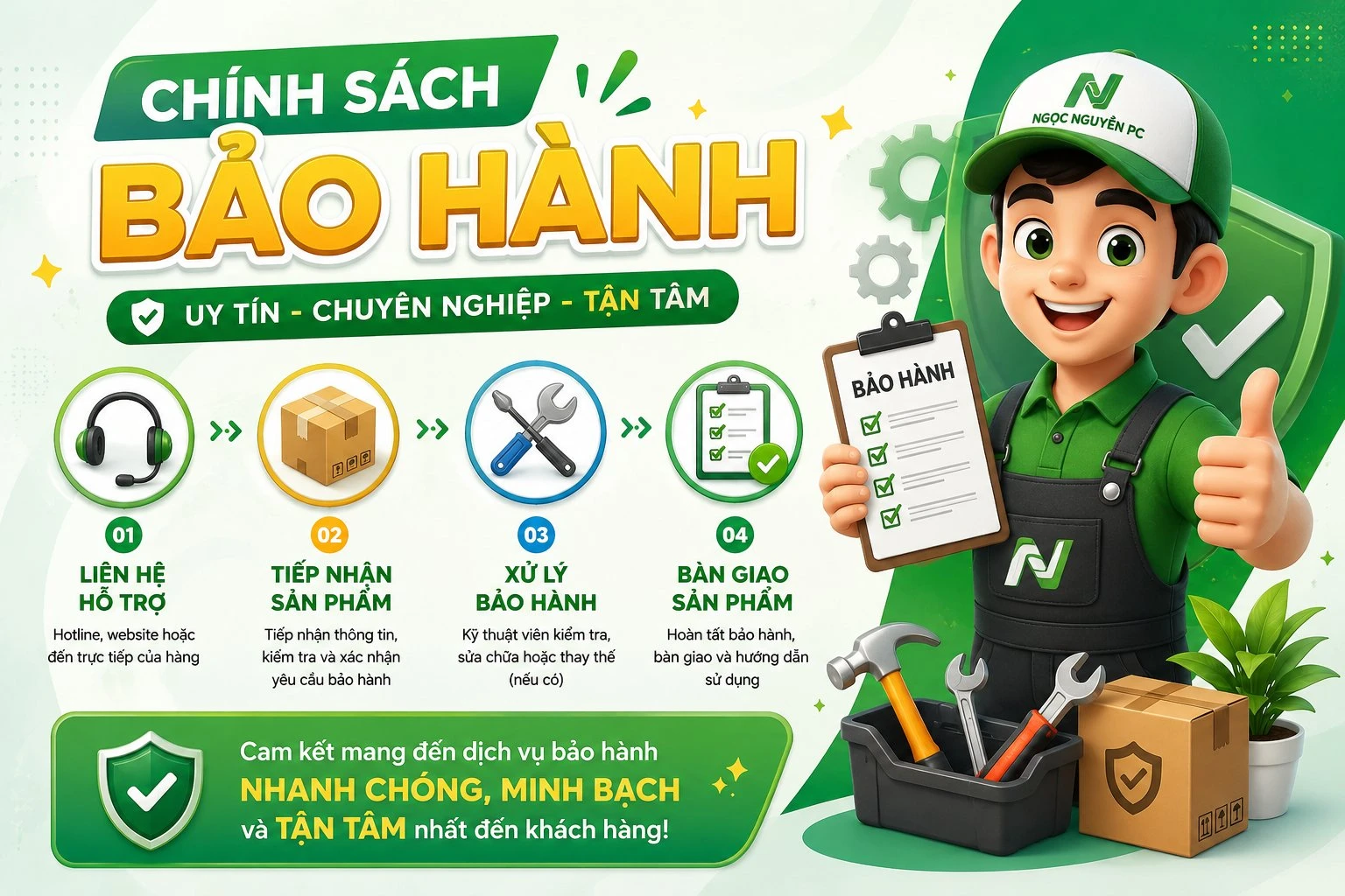 Chính sách bảo hành sản phẩm tại Ngọc Nguyễn PC